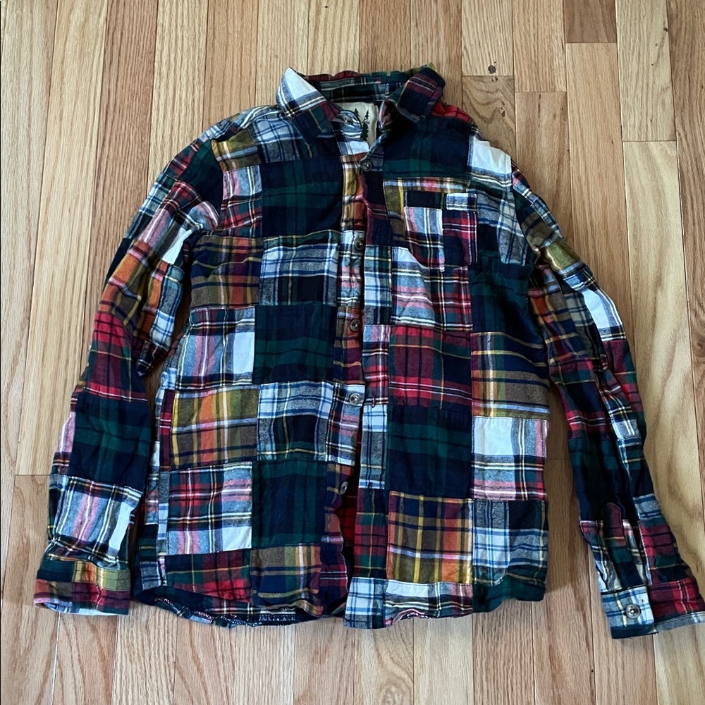 Kiel James Patrick Shirt Boys 12 Black Red Plaid Cozy Cabin Flannel Button Up